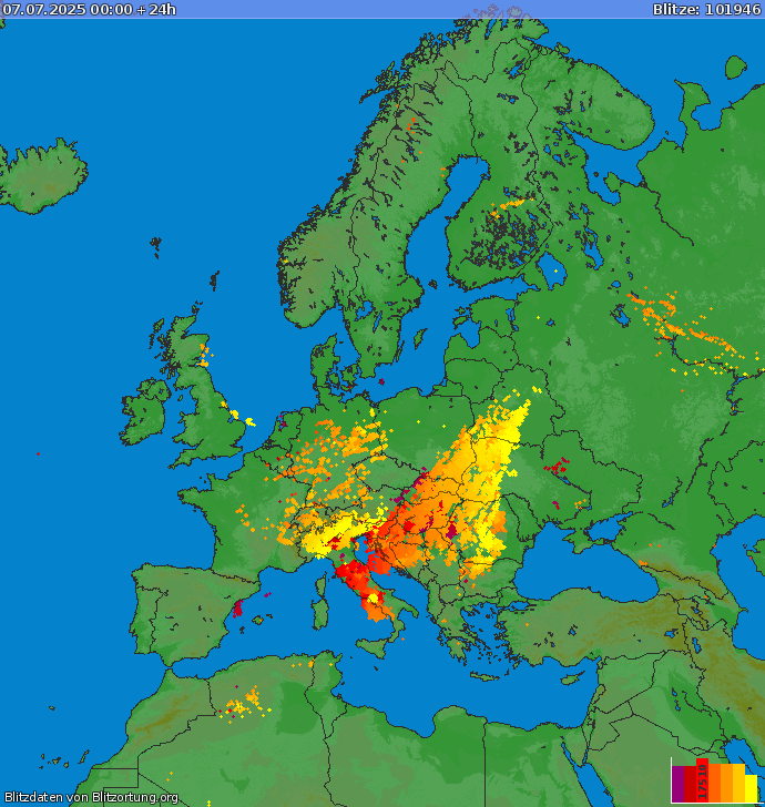 Blitzkarte Europa 07.07.2025