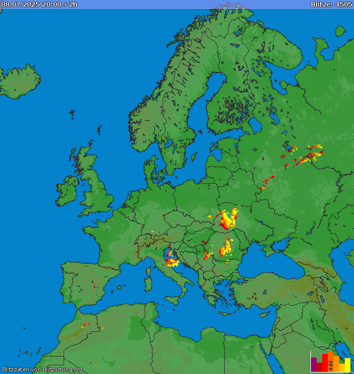 Blitzkarte Europa 08.07.2025 (Animation)