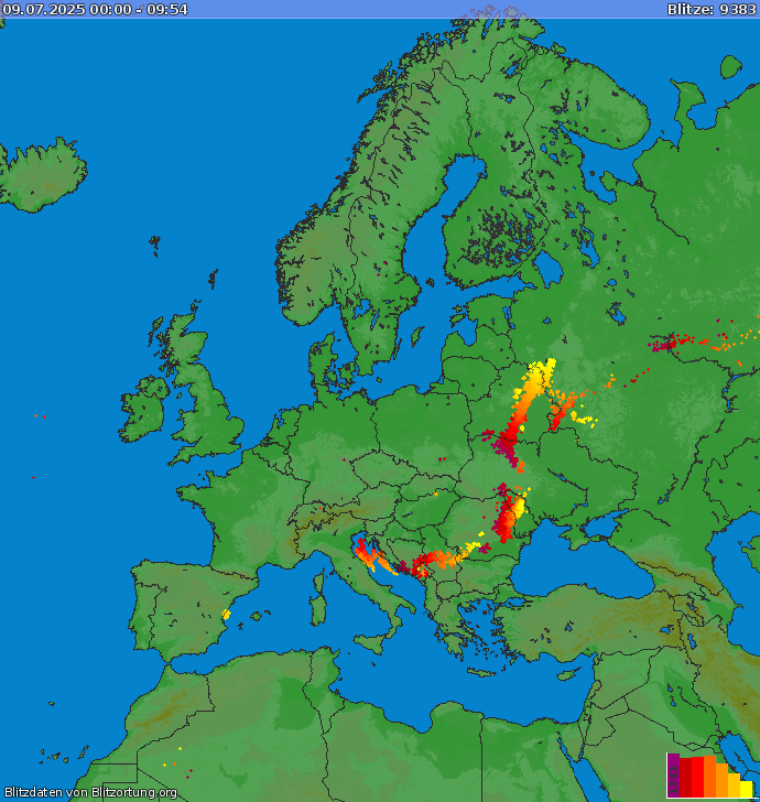 Blitzkarte Europa 09.07.2025