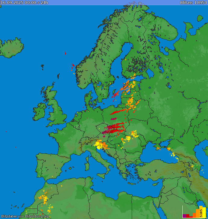 Blitzkarte Europa 16.09.2025
